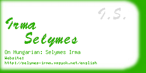 irma selymes business card